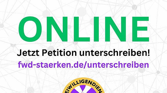 Logo und Text zur Petition Freiwilligendienste stärken